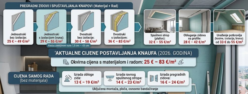 Cjenik postavljanja knaufa za 2026 godinu Hrvatska