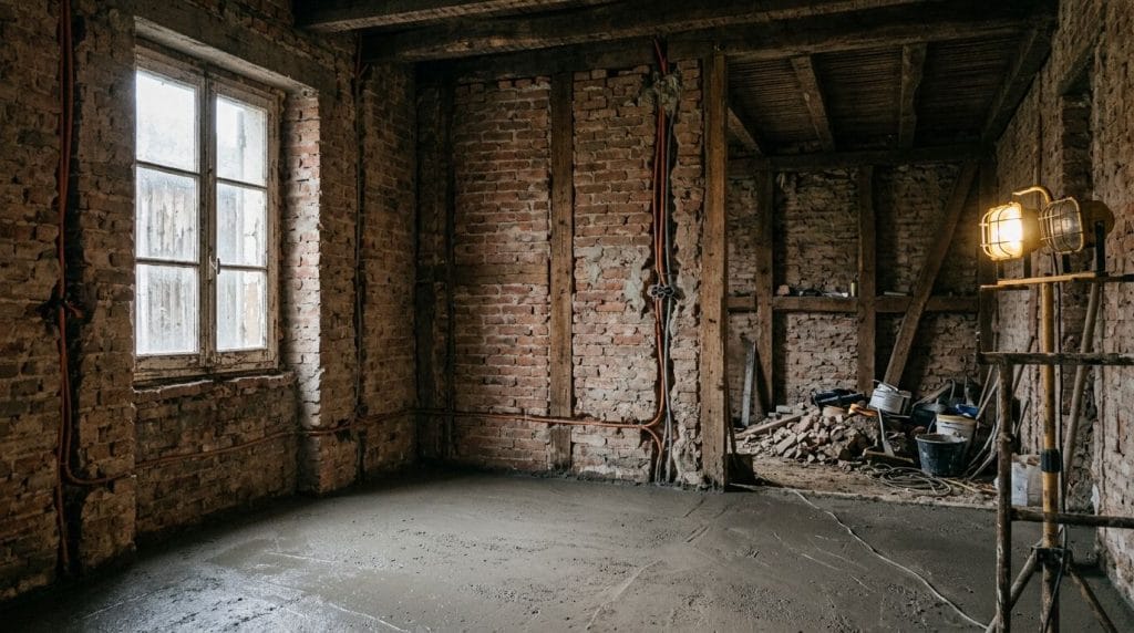 Unutrašnjost stare kuće u Belom Manastiru tijekom kompletne adaptacije