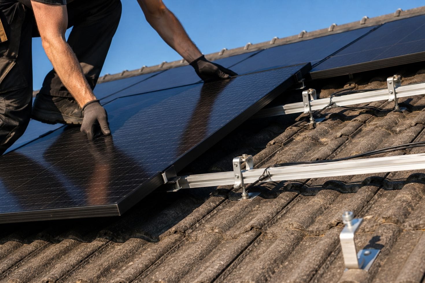Montaža solarnih panela na krovnu podkonstrukciju obiteljske kuće