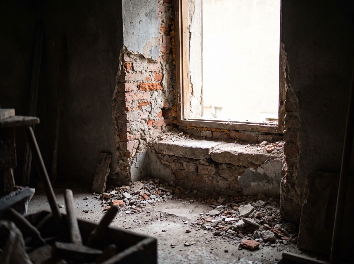 Razbijena špaleta nakon demontaže stare stolarije, prije zidarske obrade